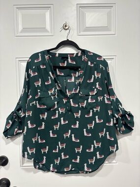 Torrid Womens Plus Harper 3/4 Sleeve Pullover Blouse CN6 Llama Green Size 0X